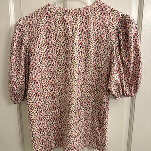 English Factory Floral Puff Sleeve Top Small EUC